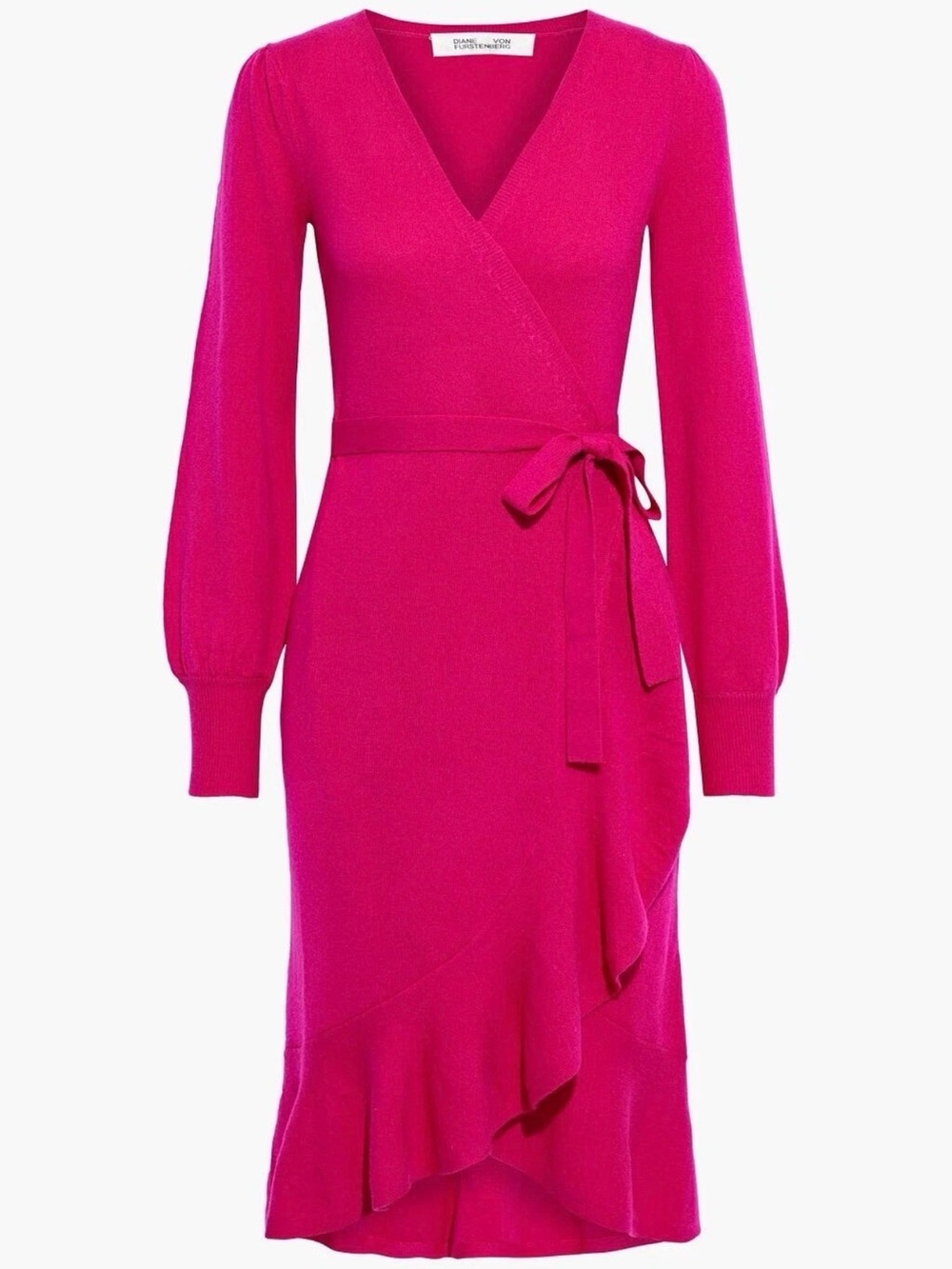 Diane von Furstenberg  KENNEDY Cashmere wool Pink Wrap Dress small